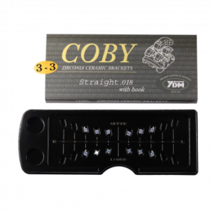 YDM COBY STR-018-3-3H брекеты из диоксида циркония, верхние, нижние, правые, левые на 1-3 зубы, .018", с крючком, 12 шт.