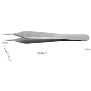 YDM Пинцет Micro-Adson 32212 стоматологический изогнутый с крючком