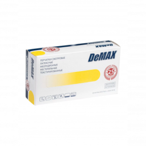 Archdale DeMAX перчатки смотровые, латексные, нестерильные, неопудренные, текстурированные, цвет светло-желтый, размер M, 50 пар