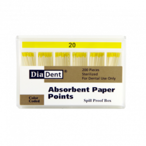 DiaDent штифты бумажные абсорбирующие №20, конусность 02, 200 шт.