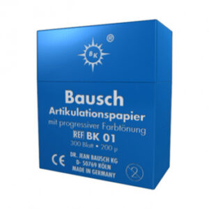 Bausch BK 01 бумага артикуляционная синяя 200 мкм, 52 мм x 18 мм, наполняемый контейнер 300 листов