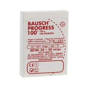 Bausch BK 58 бумага артикуляционная красная 100 мкм, 52 мм x 18 мм, пластиковый бокс 50 листов
