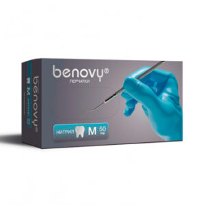 Benovy Dental Formula Nitrile Chlorinated Light перчатки одноразовые стоматологические нитриловые, цвет голубой, размер L, 100 пар