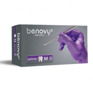 Benovy Dental Formula Nitrile Multicolor перчатки одноразовые стоматологические нитриловые, цвет сиреневый, размер L, 50 пар
