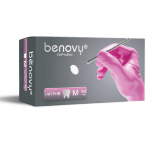 Benovy Dental Formula Nitrile Multicolor перчатки одноразовые стоматологические нитриловые, цвет розовый, размер M, 50 пар
