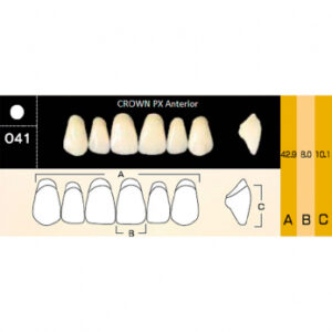 Crown PX Anterior зубы композитные трёхслойные, фронтальные верхние, фасон O41, цвет A1, 6 шт.