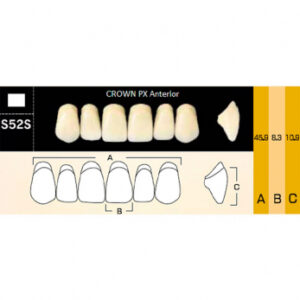 Crown PX Anterior зубы композитные трёхслойные, фронтальные верхние, фасон S52S, цвет A1, 6 шт.