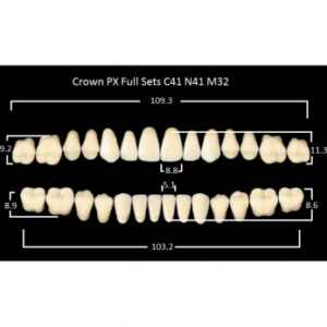 Crown PX Full Sets зубы композитные трёхслойные, полный гарнитур, Crown C41/N41 Efucera M32, цвет A1, 28 шт.