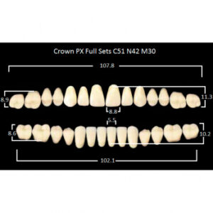 Crown PX Full Sets зубы композитные трёхслойные, полный гарнитур, Crown C51/N42 Efucera M30, цвет A1, 28 шт.