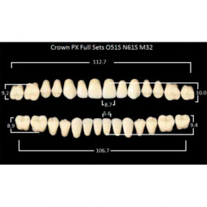 Crown PX Full Sets зубы композитные трёхслойные, полный гарнитур, Crown O51S/N61S Efucera M32, цвет D4, 28 шт.