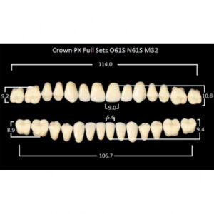 Crown PX Full Sets зубы композитные трёхслойные, полный гарнитур, Crown O61S/N61S Efucera M32, цвет A1, 28 шт.