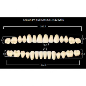 Crown PX Full Sets зубы композитные трёхслойные, полный гарнитур, Crown S51/N42 Efucera M30, цвет A1, 28 шт.