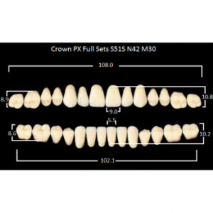 Crown PX Full Sets зубы композитные трёхслойные, полный гарнитур, Crown S51S/N42 Efucera M30, цвет A1, 28 шт.
