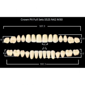 Crown PX Full Sets зубы композитные трёхслойные, полный гарнитур, Crown S52S/N42 Efucera M30, цвет A1, 28 шт.