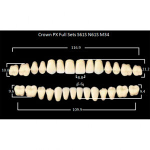 Crown PX Full Sets зубы композитные трёхслойные, полный гарнитур, Crown S61S/N61S Efucera M34, цвет A1, 28 шт.