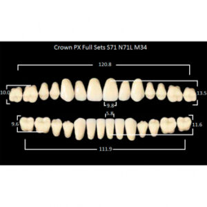 Crown PX Full Sets зубы композитные трёхслойные, полный гарнитур, Crown S71/N71L Efucera M34, цвет A1, 28 шт.