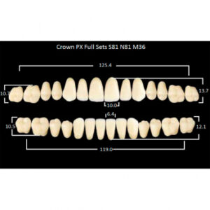 Crown PX Full Sets зубы композитные трёхслойные, полный гарнитур, Crown S81/N81 Efucera M36, цвет A1, 28 шт.