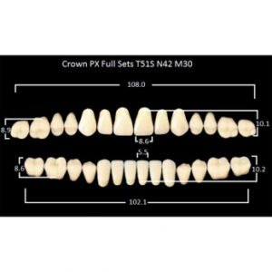 Crown PX Full Sets зубы композитные трёхслойные, полный гарнитур, Crown T51S/N42 Efucera M30, цвет C4, 28 шт.