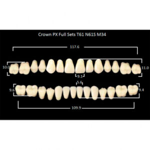 Crown PX Full Sets зубы композитные трёхслойные, полный гарнитур, Crown T61/N61S Efucera M34, цвет A1, 28 шт.