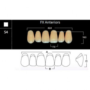 FX Anteriors зубы акриловые двухслойные, фронтальные верхние, фасон S4, цвет A3, 6 шт.
