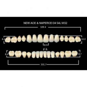 Gloria New Ace & Naperce зубы акриловые двухслойные, полный гарнитур, фасон O4/S4L М32, цвет A1, 28 шт.