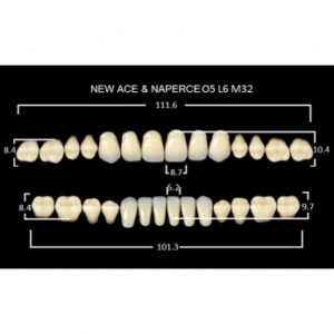 Gloria New Ace & Naperce зубы акриловые двухслойные, полный гарнитур, фасон O5/L6 М32, цвет A1, 28 шт.