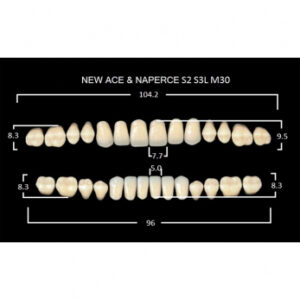 Gloria New Ace & Naperce зубы акриловые двухслойные, полный гарнитур, фасон S2/S3L М30, цвет A1, 28 шт.