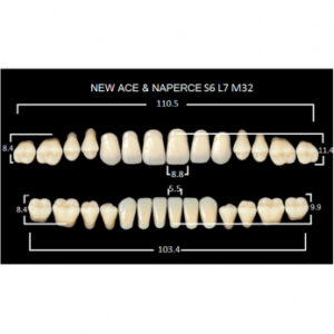 Gloria New Ace & Naperce зубы акриловые двухслойные, полный гарнитур, фасон S6/L7 М32, цвет A1, 28 шт.