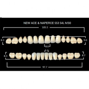 Gloria New Ace & Naperce зубы акриловые двухслойные, полный гарнитур, фасон SS3/S4L М30, цвет A1, 28 шт.