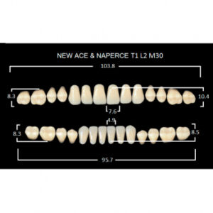 Gloria New Ace & Naperce зубы акриловые двухслойные, полный гарнитур, фасон T1/L2 М30, цвет D4, 28 шт.