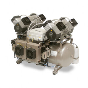 Ekom DK50 2x4VR/110S/M безмасляный компрессор для 8 установок, 6-8 бар, с ресивером 110 л, 430 л/мин, с осушителем, в кожухе, 3x400В