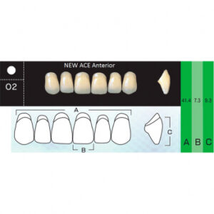 New Ace Anterior зубы акриловые двухслойные, фронтальные верхние, фасон O2, цвет A1, 6 шт.