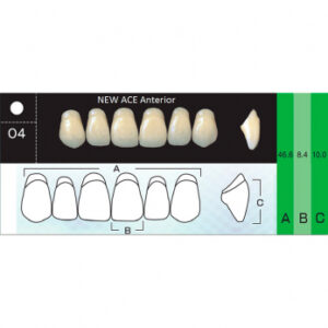 New Ace Anterior зубы акриловые двухслойные, фронтальные верхние, фасон O4, цвет A1, 6 шт.