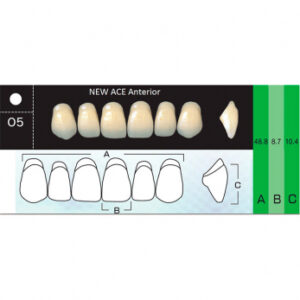 New Ace Anterior зубы акриловые двухслойные, фронтальные верхние, фасон O5, цвет A1, 6 шт.