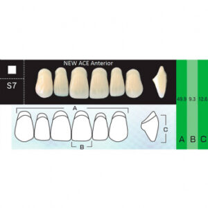 New Ace Anterior зубы акриловые двухслойные, фронтальные верхние, фасон S7, цвет D3, 6 шт.