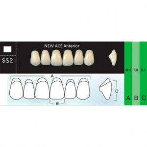 New Ace Anterior зубы акриловые двухслойные, фронтальные верхние, фасон SS2, цвет C4, 6 шт.