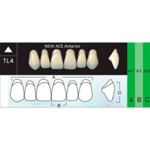 New Ace Anterior зубы акриловые двухслойные, фронтальные верхние, фасон TL4, цвет A4, 6 шт.