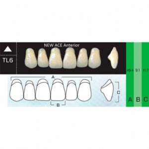 New Ace Anterior зубы акриловые двухслойные, фронтальные верхние, фасон TL6, цвет A3, 6 шт.