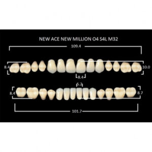 New Ace & New Million зубы акриловые двухслойные и однослойные, полный гарнитур, фасон O4/S4L M32, цвет A1, 28 шт.