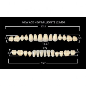 New Ace & New Million зубы акриловые двухслойные и однослойные, полный гарнитур, фасон T2/L2 M30, цвет A1, 28 шт.