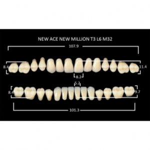 New Ace & New Million зубы акриловые двухслойные и однослойные, полный гарнитур, фасон T3/L6 M32, цвет C1, 28 шт.