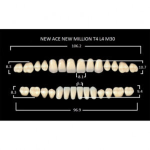 New Ace & New Million зубы акриловые двухслойные и однослойные, полный гарнитур, фасон T4/L4 M30, цвет A3, 28 шт.