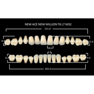 New Ace & New Million зубы акриловые двухслойные и однослойные, полный гарнитур, фасон T6/L7 M32, цвет D4, 28 шт.