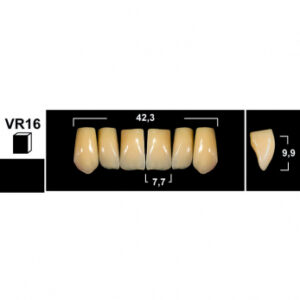 Tribos зубы акриловые, фронтальные верхние, фасон VR16, цвет A3, 6 шт.