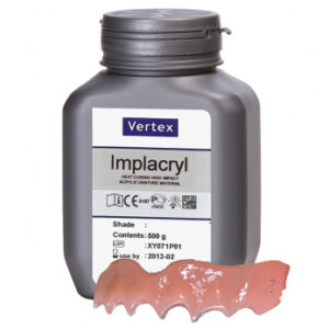 Vertex Implacryl (Вертекс Имплакрил) пластмасса, цвет №10 прозрачный розовый с прожилками, порошок, 500 г
