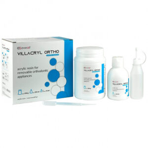 Villacryl Ortho (Виллакрил Орто) пластмасса ортодонтическая, порошок 500 г + жидкость 250 мл + 3 концентрата цвета